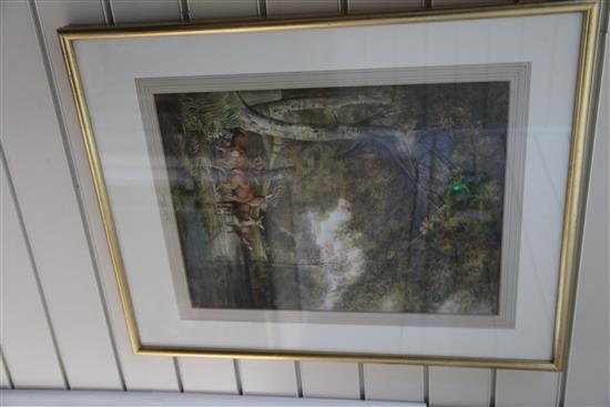 Attributed Robert Hills (1769-1844) Deer in Windsor Park 17.5 x 13in.